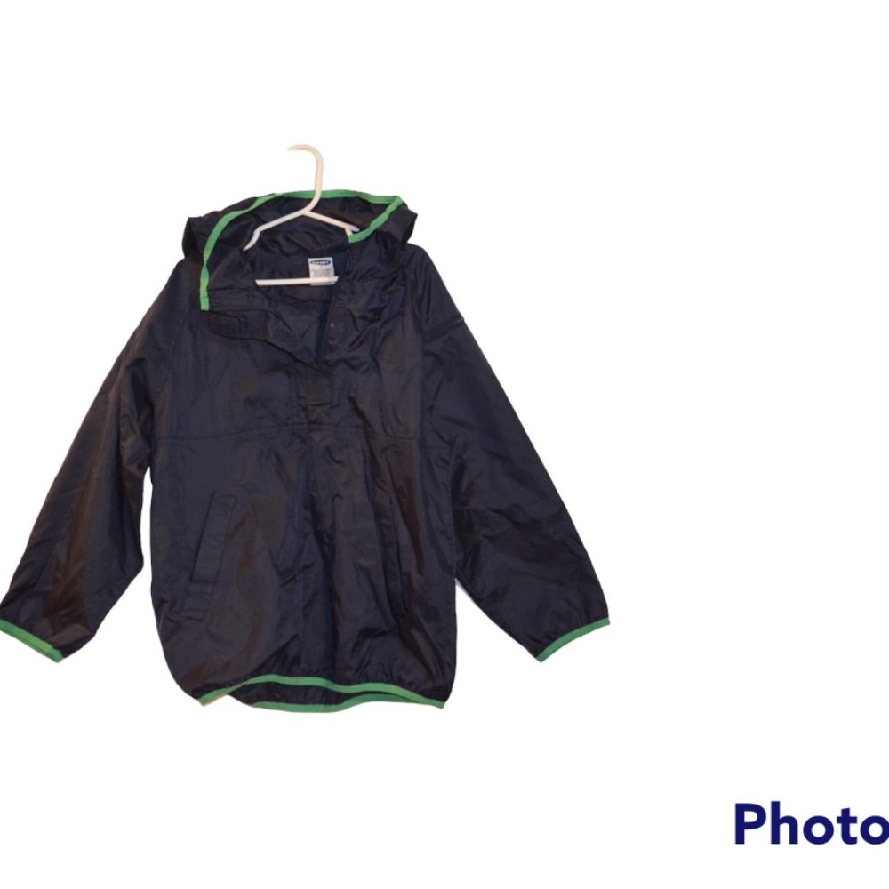 Old Navy Hood Rain Pullover Zip-Up Nylon Light Jacket Pockets Unisex S (6-7)